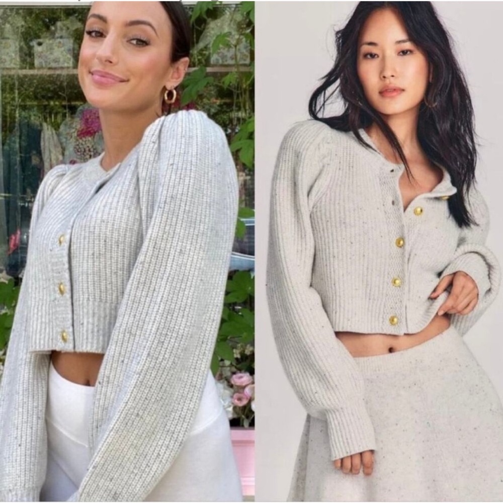 LoveShackFanck Robinson Cashmere Cropped Cardigan Sweater Cookies Cream BNWT